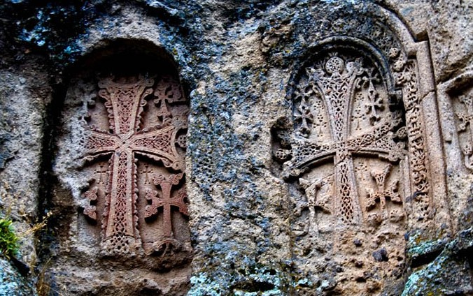 Fig. 7 - Khachkars of the 13th century at Noravank Monastery, Armenia, © Author.